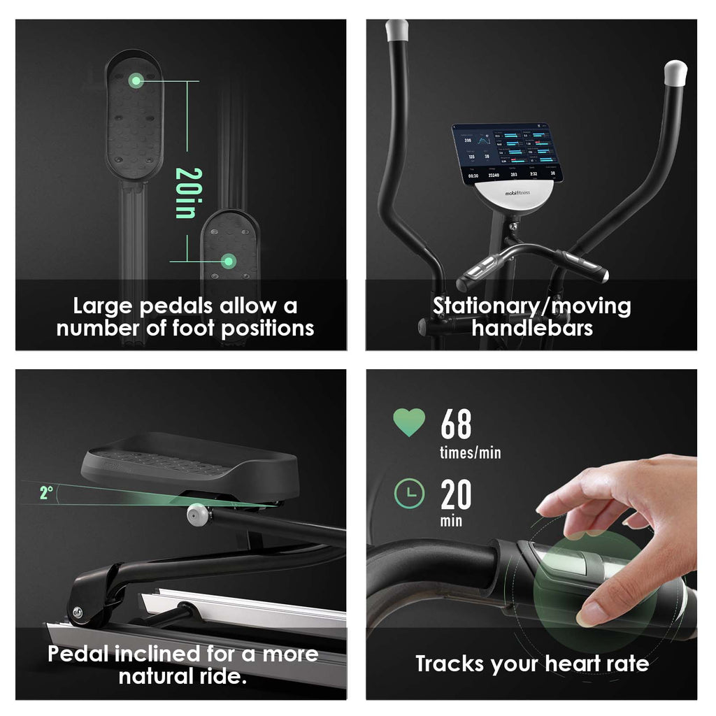 details heart rate sensor - Elliptical Machine Smart Cardio Elliptical Trainers for Home - mobifitness